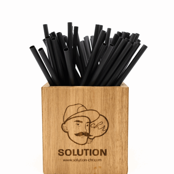 5 000 Pailles COCKTAIL NOIR amidon de maïs 8x200 mm